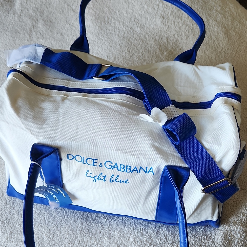 NWT Dolce & Gabbana Light Blue and White Duffel Bag - Picture 10 of 11